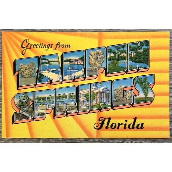 Other - Greetings from tarpon springs, Florida ￼LARGE LETTER Vintage postcard